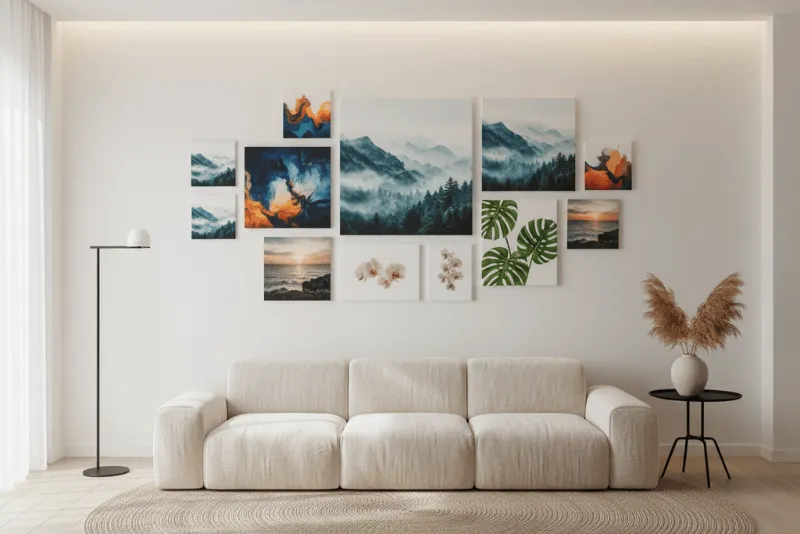 PrintToucan photo wall tiles arranged as art