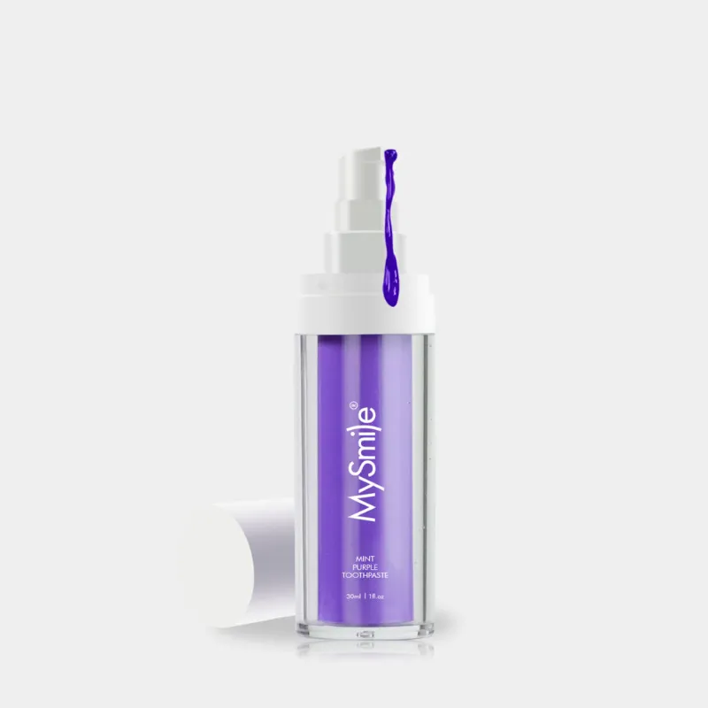 My Smile purple toothpaste tube for teeth brightening