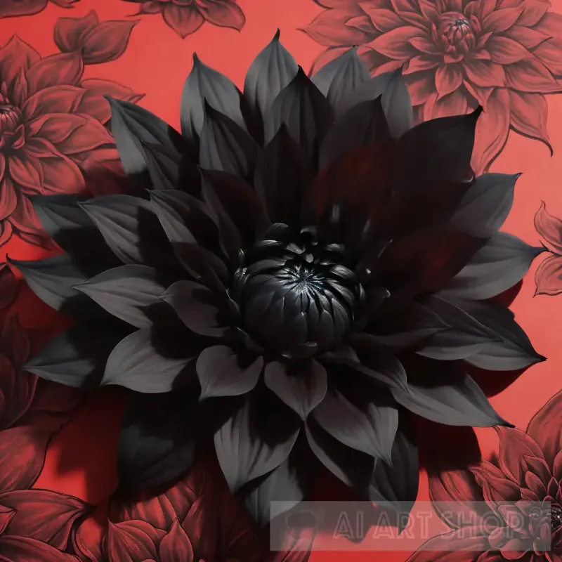 AI Art Shop black dahlia flower art print