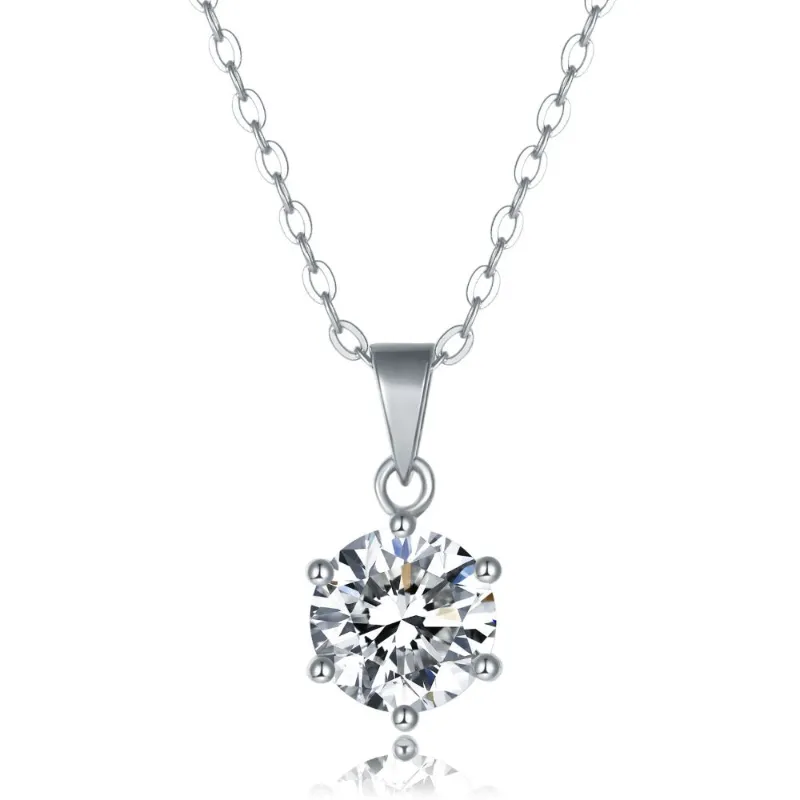 Imolove moissanite solitaire necklace with a single moissanite stone on a delicate chain