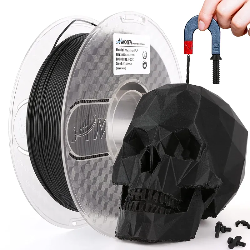 Amolen aluminum PLA filament spool with metallic finish