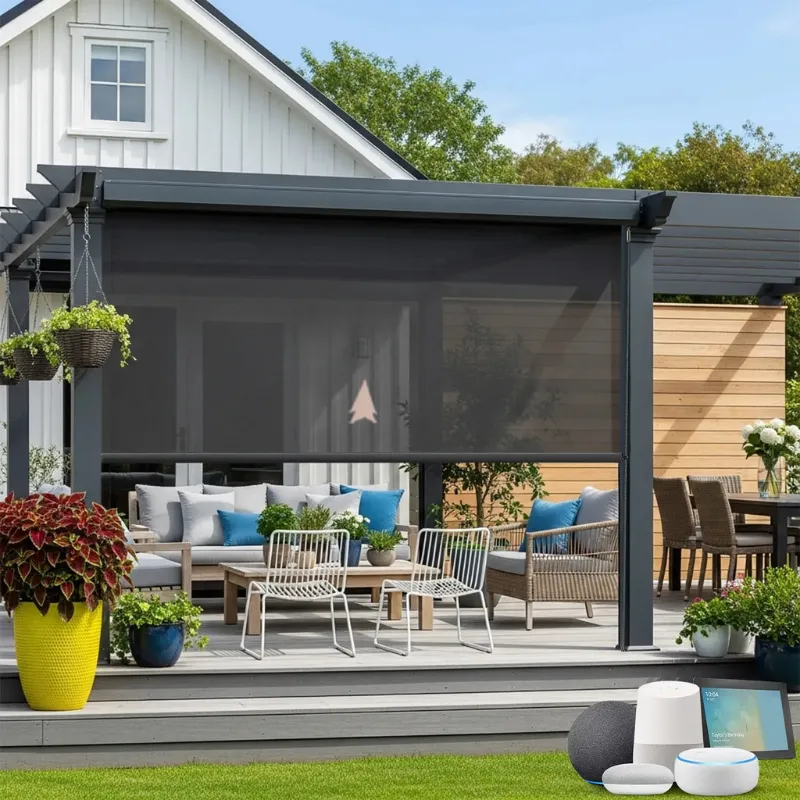 Bringnox motorized outdoor blinds with exterior-grade construction