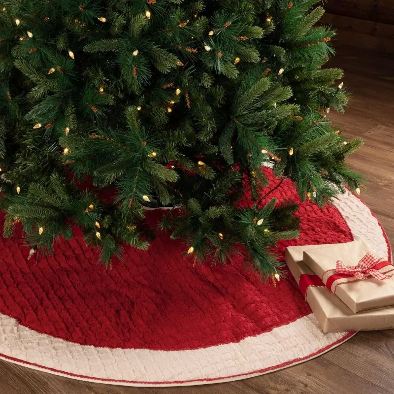 The Fox Decor Christmas tree skirt beneath a festive tree