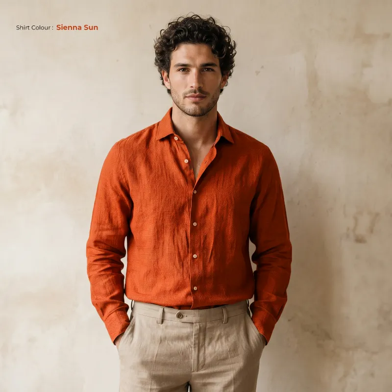 OrganoLinen red linen shirts men