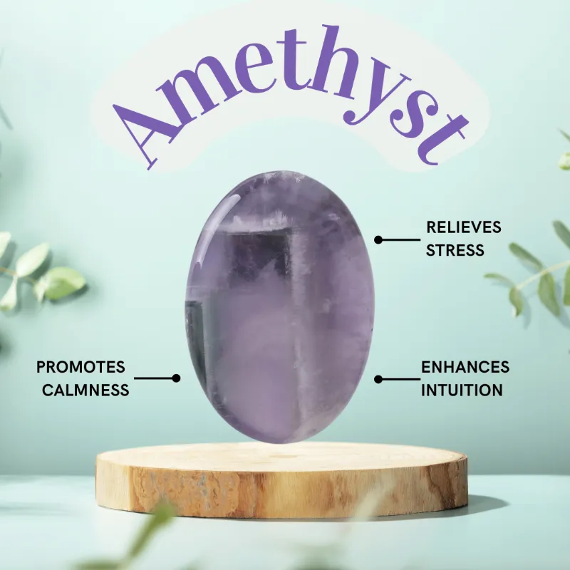 Turix Crystals amethyst worry stone with smooth polished surface