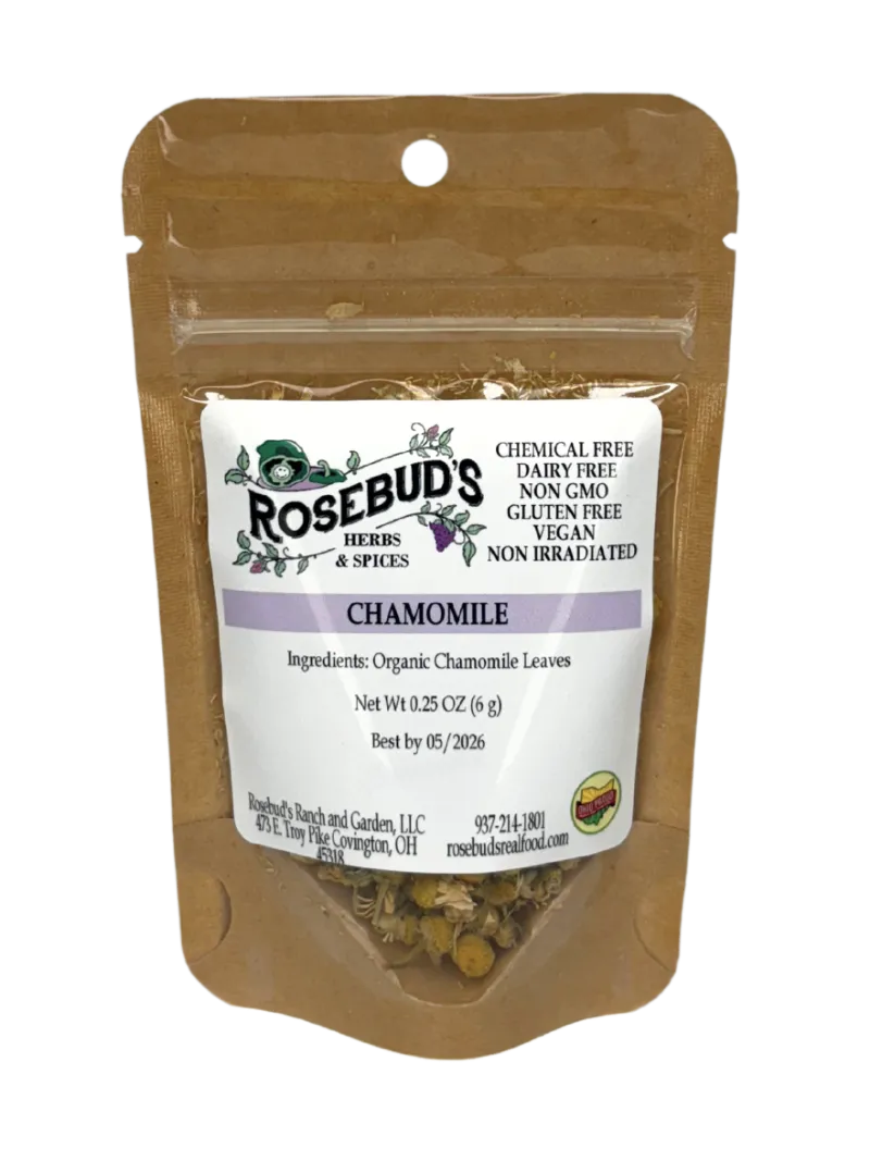 Rosebud's Real Food Rosebud chamomile herbal tea in a bag or loose leaf
