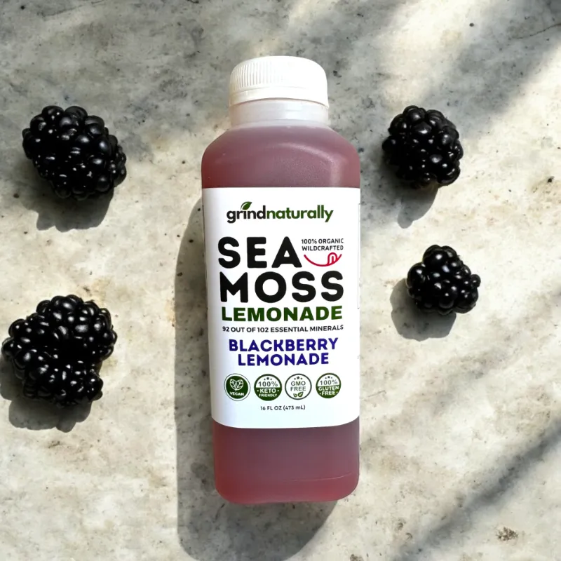 Grind Naturally Organics sea moss lemonade beverage