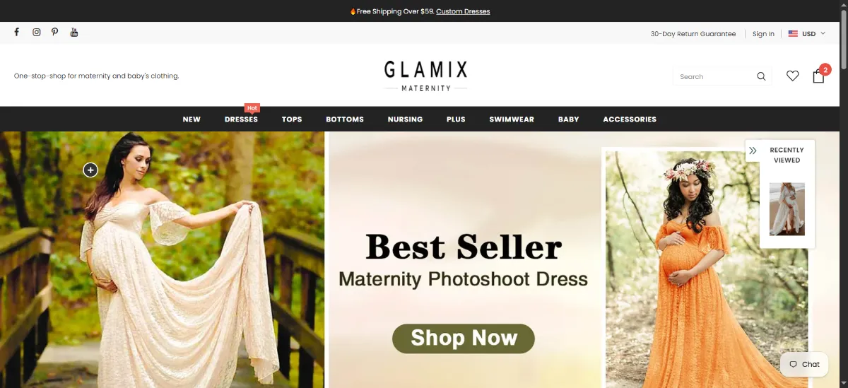 The Glamix Maternity home page