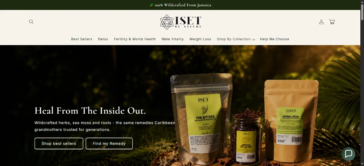 The Iset by Nature home page