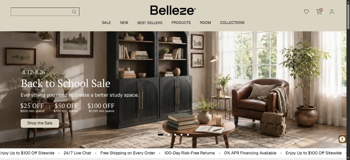 The Belleze home page