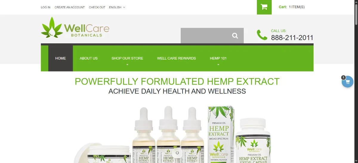 The Well Care Botanicals home page