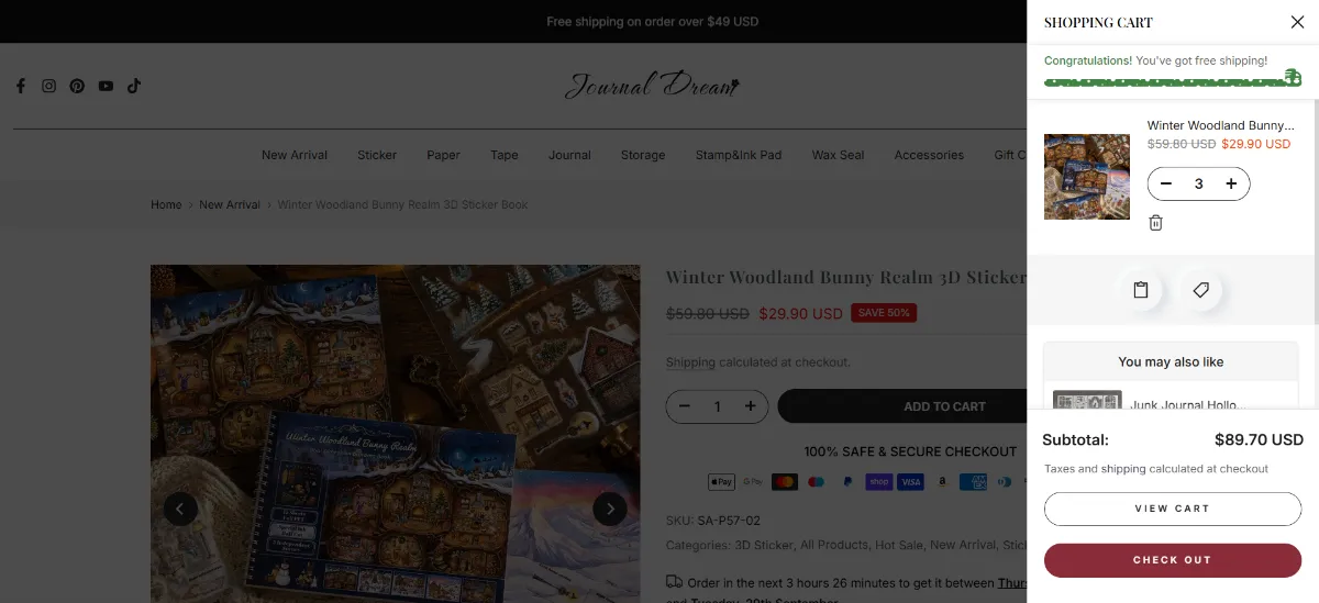 The Journaldream cart