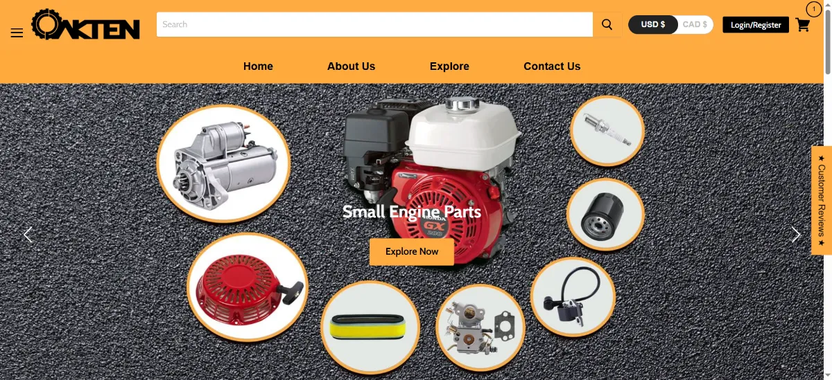 The OakTen Parts home page