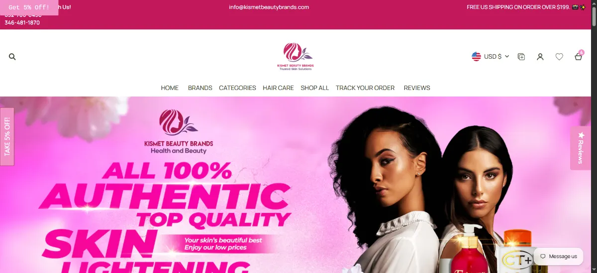 The Kismet Beauty Brands home page