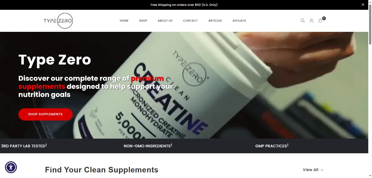 The Type Zero Health home page