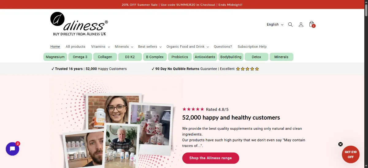 The Aliness home page
