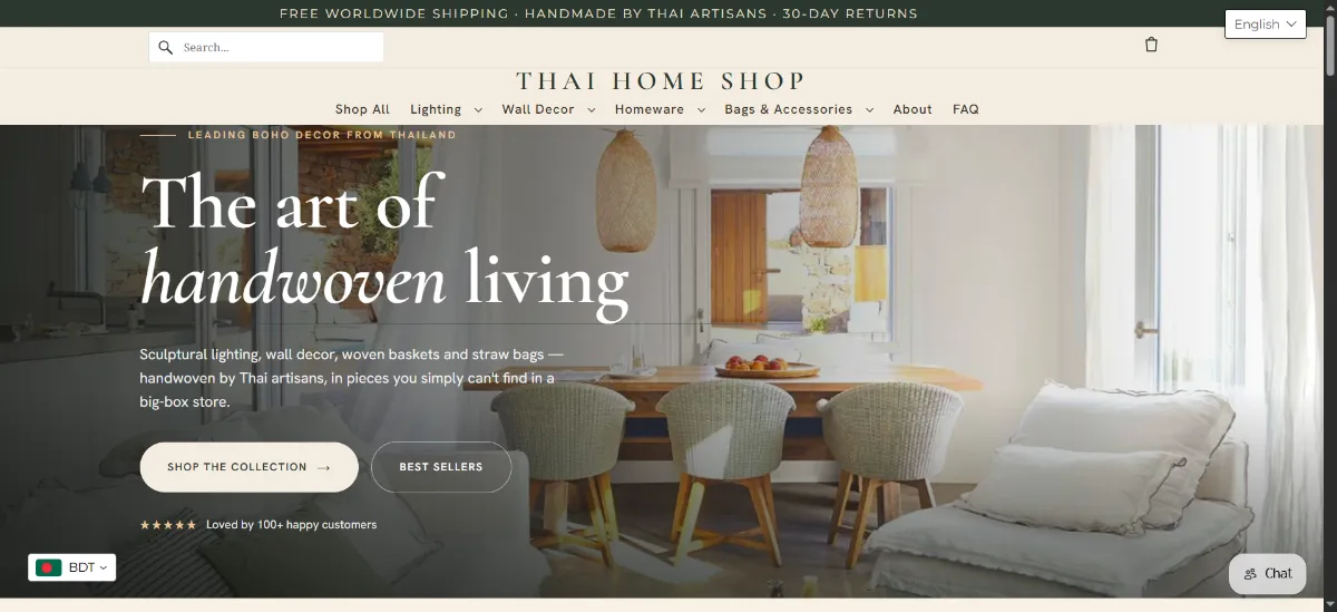 The ThaiHomeShop home page