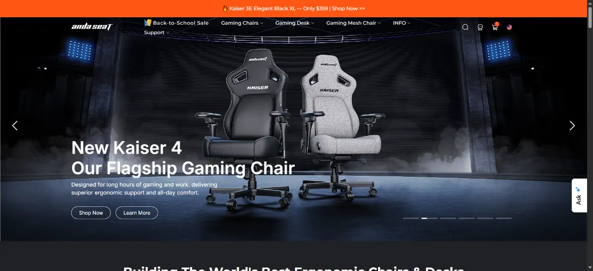 The AndaSeat home page