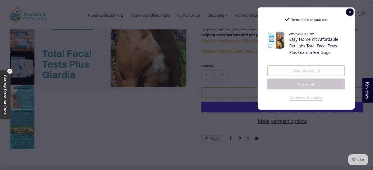 The Affordable Pet Labs cart