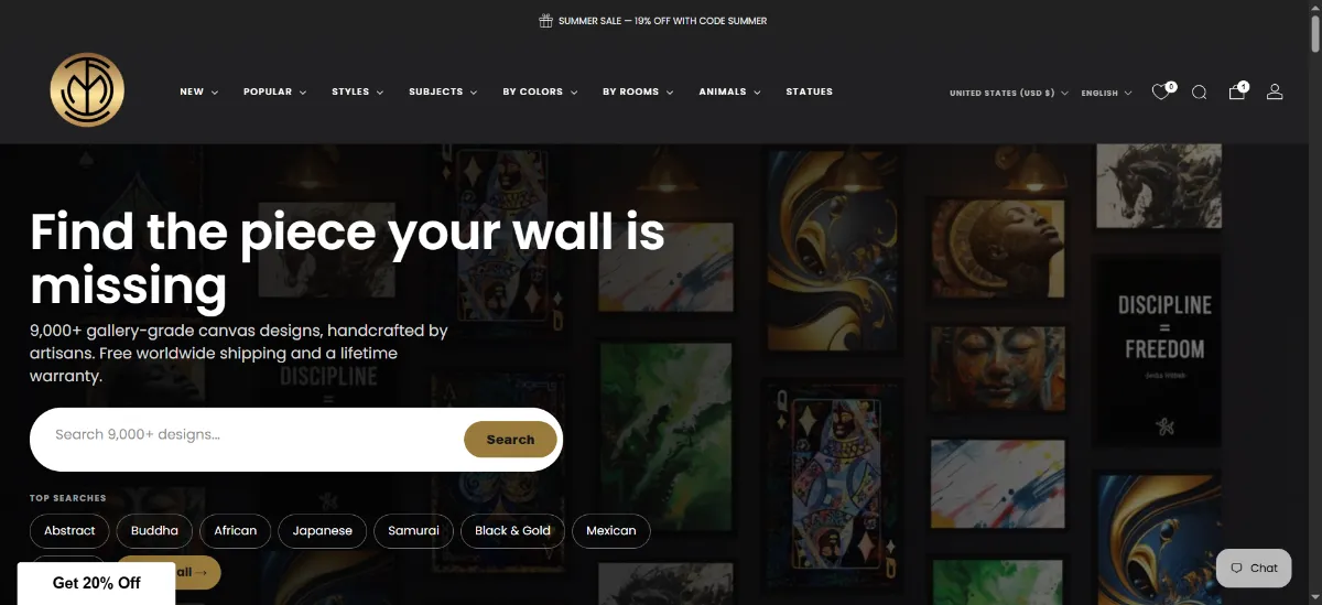 The MusaArtGallery home page