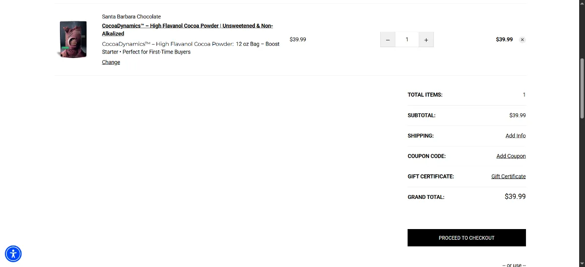 The Santa Barbara Chocolate cart