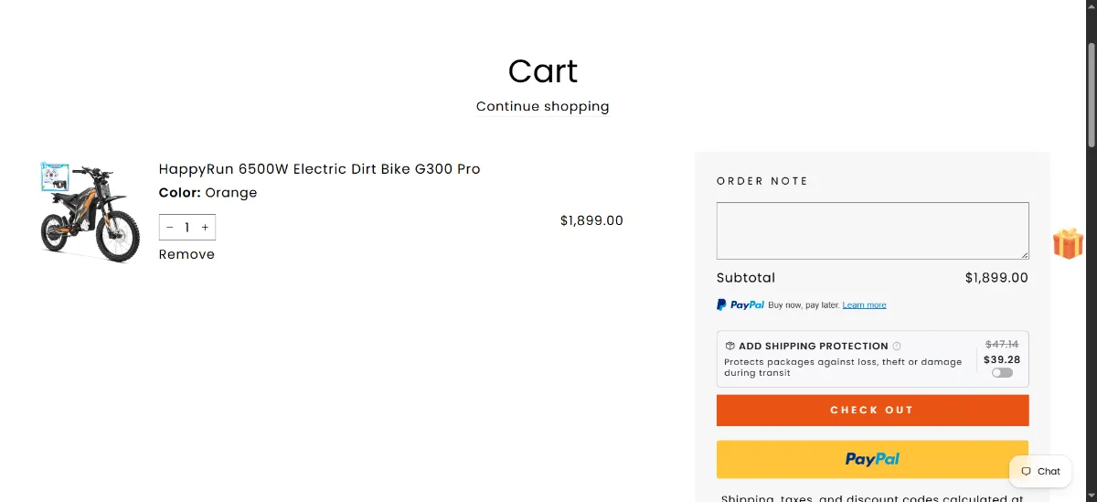 The HappyRunSports cart