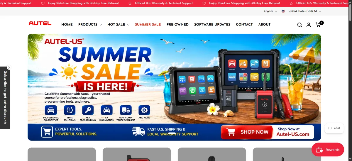 The Autel US home page